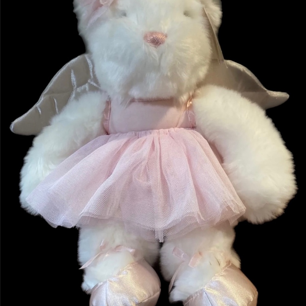 VICTORIAS SECRET ANGEL BALLERINA 13"  PLUSH BY GUND WHITE PINK bear with wings